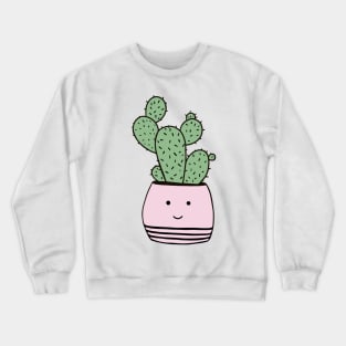 Happy cactus in pink flowerpot Crewneck Sweatshirt